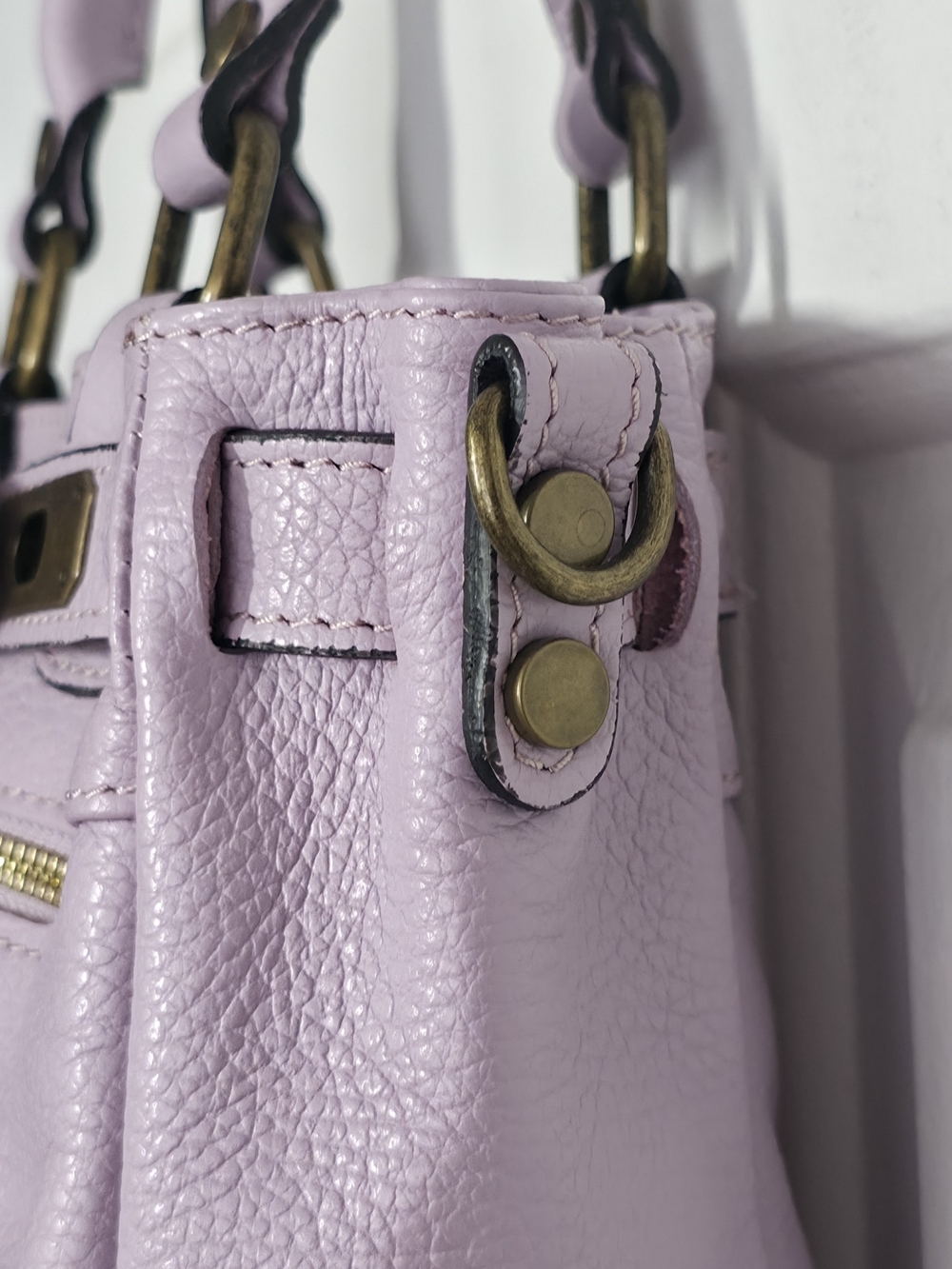 Genuine Leather Stylish Lilac Satchel Handbag - Picture 10 of 12